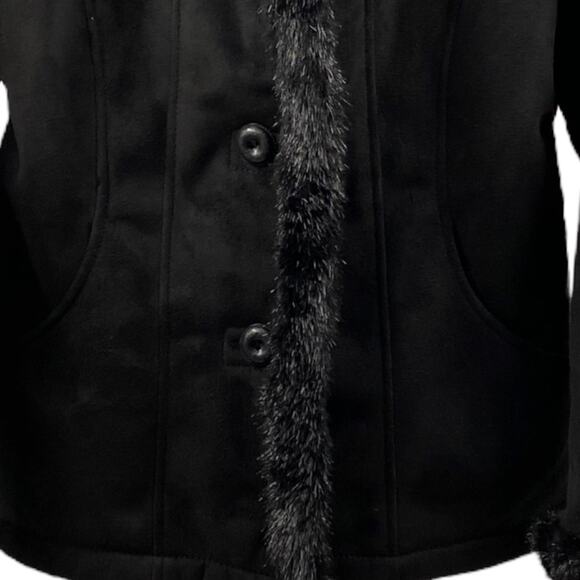 Liz Claiborne Faux Fur Collar Women Button Down Jacket Size Small - Picture 3 of 8